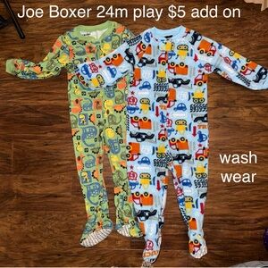 Joe Boxer Fleece Kids Footies - Green and Blue, Dinosaurs, Vehicles